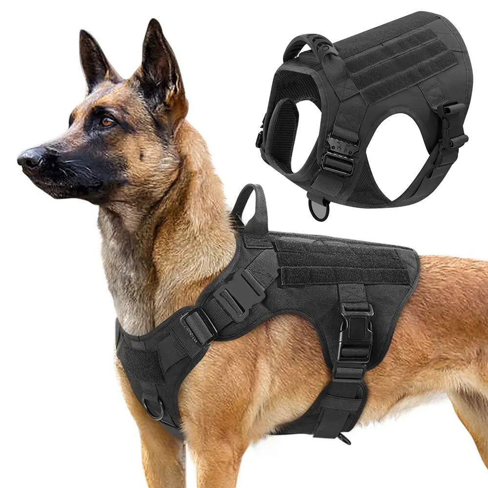 Tactical Dog Harness Leash Collar Set Large Dogs #Summervibes #Petlovers German Shepherd Malinois Training Walking Vest for All Breeds Dog