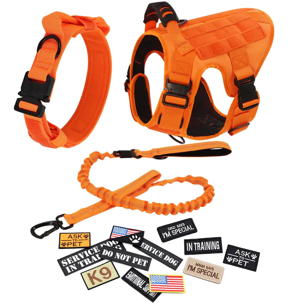 Tactical Dog Harness Leash Collar Set Large Dogs #Summervibes #Petlovers German Shepherd Malinois Training Walking Vest for All Breeds Dog