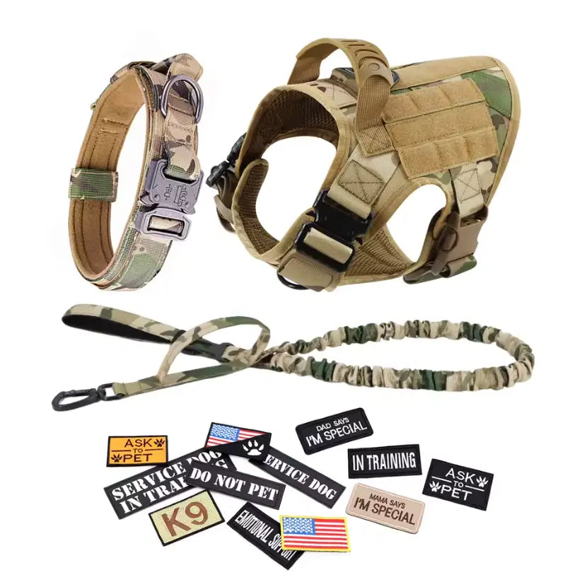 Tactical Dog Harness Leash Collar Set Large Dogs #Summervibes #Petlovers German Shepherd Malinois Training Walking Vest for All Breeds Dog